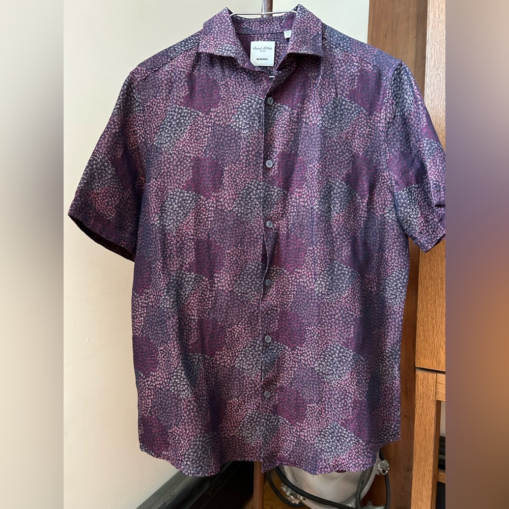 Murano baird mcnutt linen short sleeve button down shirt size small